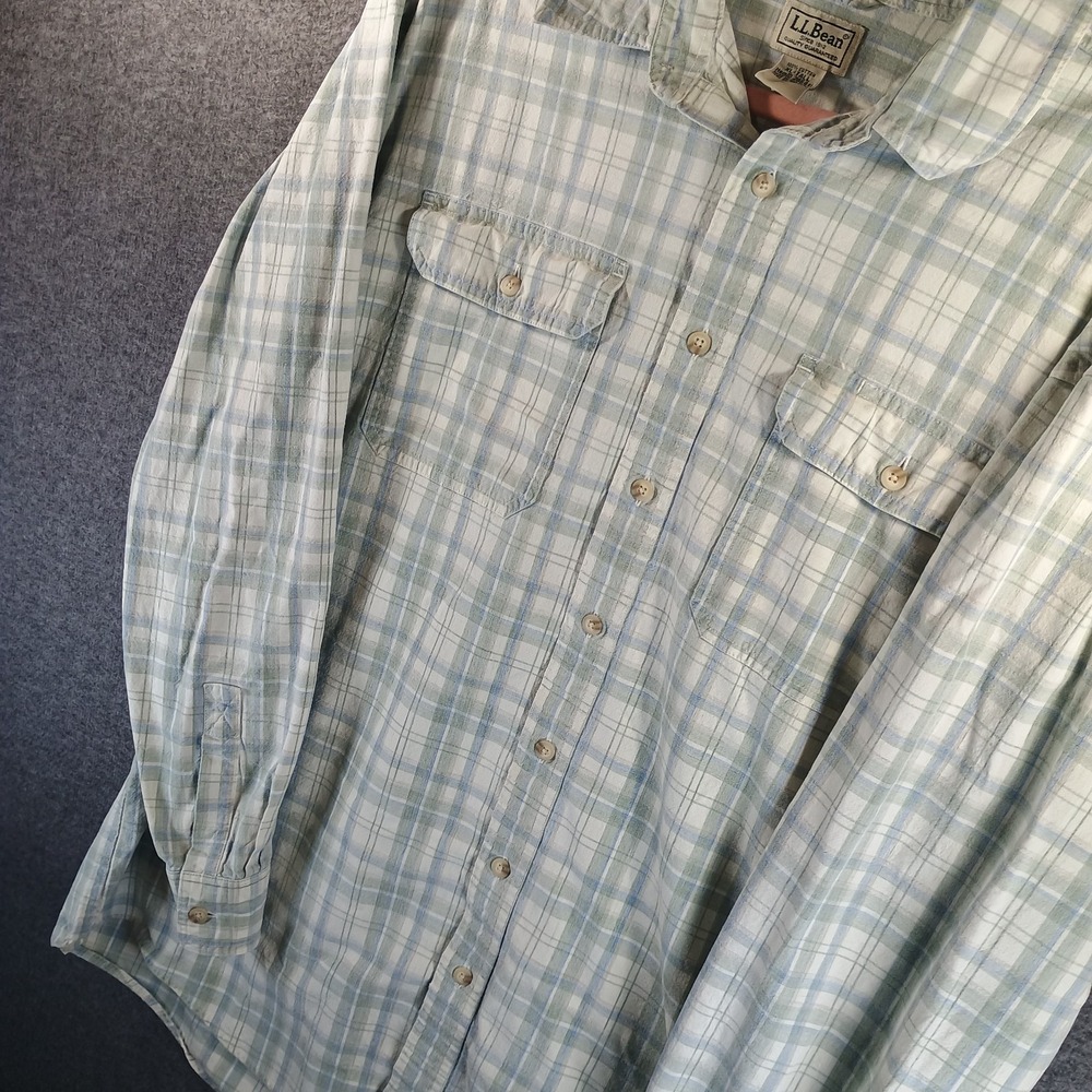 LL Bean Traditional Fit Shirt Mens XLT Plaid Outdoors Pockets Tall Cotton 286411 - Picture 4 of 8